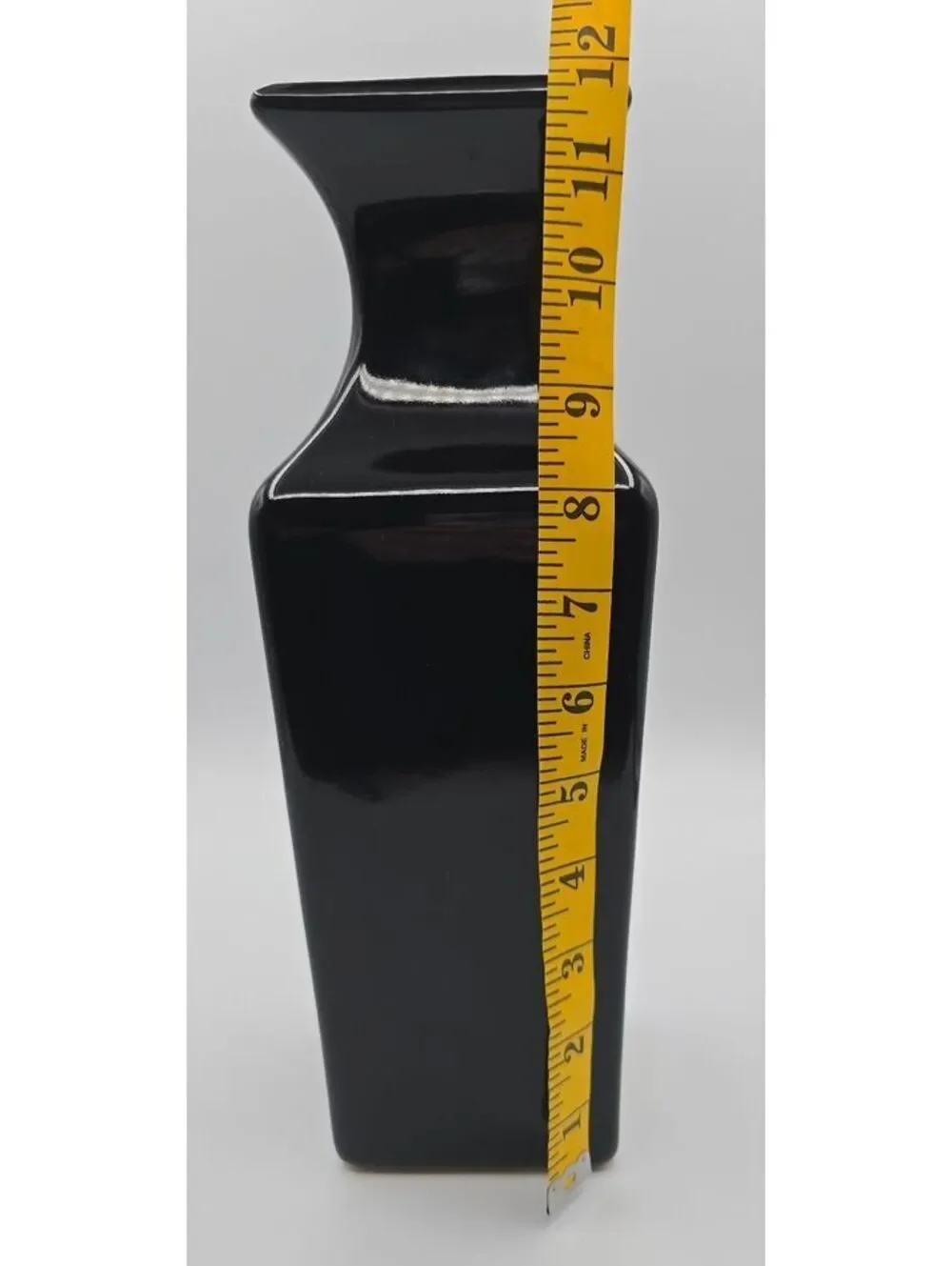 Haeger Floral Black Ceramic Modern Vase 616-05 USA 2004 12